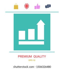 Growing bars graphic with rising arrow. Icon. Graphic elements for your design