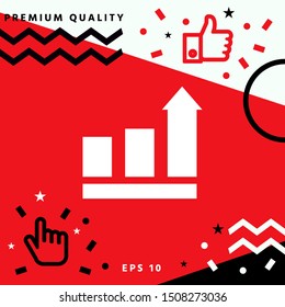 Growing bars graphic with rising arrow. Icon. Graphic elements for your design