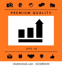 Growing bars graphic with rising arrow. Icon. Graphic elements for your design