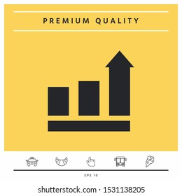 Growing bars graphic with rising arrow. Icon. Graphic elements for your design