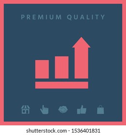 Growing bars graphic with rising arrow. Icon. Graphic elements for your design