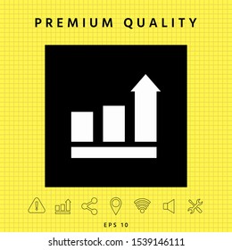 Growing bars graphic with rising arrow. Icon. Graphic elements for your design