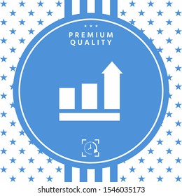Growing bars graphic with rising arrow. Icon. Graphic elements for your design