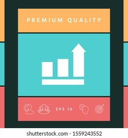 Growing bars graphic with rising arrow. Icon. Graphic elements for your design