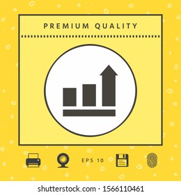 Growing bars graphic with rising arrow. Icon. Graphic elements for your design