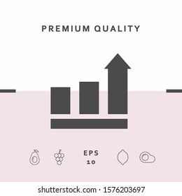 Growing bars graphic with rising arrow. Icon. Graphic elements for your design