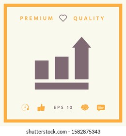 Growing bars graphic with rising arrow. Icon. Graphic elements for your design