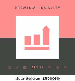 Growing bars graphic with rising arrow. Icon. Graphic elements for your design