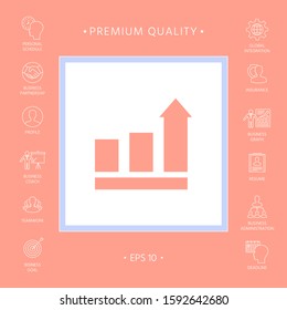 Growing bars graphic with rising arrow. Icon. Graphic elements for your design