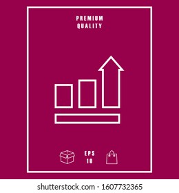 Growing bars graphic with rising arrow. Icon. Graphic elements for your design