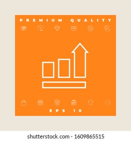 Growing bars graphic with rising arrow. Icon. Graphic elements for your design