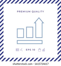 Growing bars graphic with rising arrow. Icon. Graphic elements for your design