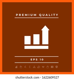 Growing bars graphic with rising arrow. Icon. Graphic elements for your design
