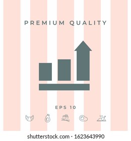 Growing bars graphic with rising arrow. Icon. Graphic elements for your design