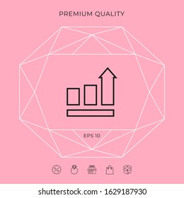 Growing bars graphic with rising arrow. Icon. Graphic elements for your design