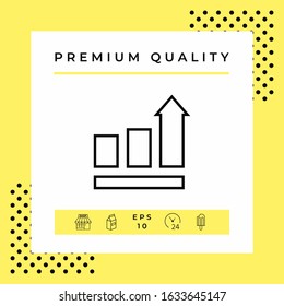 Growing bars graphic with rising arrow. Icon. Graphic elements for your design