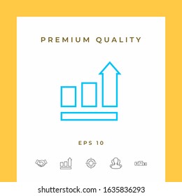 Growing bars graphic with rising arrow. Icon. Graphic elements for your design