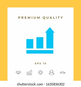 Growing bars graphic with rising arrow. Icon. Graphic elements for your design