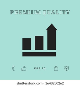 Growing bars graphic with rising arrow. Icon. Graphic elements for your design