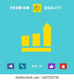 Growing bars graphic with rising arrow. Icon. Graphic elements for your design