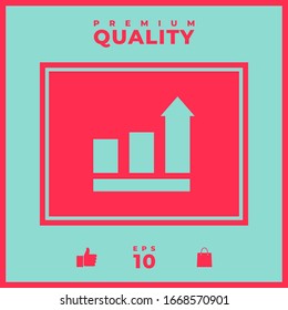 Growing bars graphic with rising arrow. Icon. Graphic elements for your design