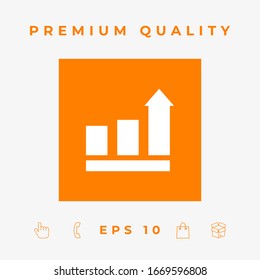 Growing bars graphic with rising arrow. Icon. Graphic elements for your design