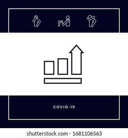 Growing bars graphic with rising arrow. Icon. Graphic elements for your design