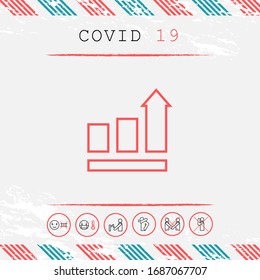 Growing bars graphic with rising arrow. Icon. Graphic elements for your design