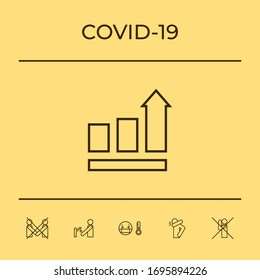 Gráfico de barras de crecimiento con flecha ascendente. Icono. Elementos gráficos para el diseño
