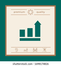 Growing bars graphic with rising arrow. Icon. Graphic elements for your design