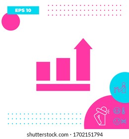 Growing bars graphic with rising arrow. Icon. Graphic elements for your design