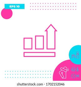 Gráfico de barras de crecimiento con flecha ascendente. Icono. Elementos gráficos para el diseño