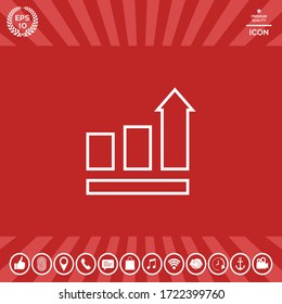 Growing bars graphic with rising arrow. Icon. Graphic elements for your design