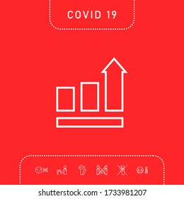 Growing bars graphic with rising arrow. Icon. Graphic elements for your design