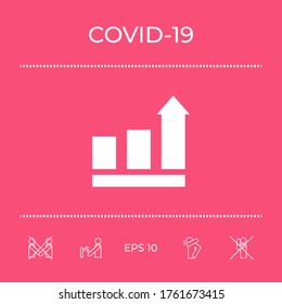 Growing bars graphic with rising arrow. Icon. Graphic elements for your design