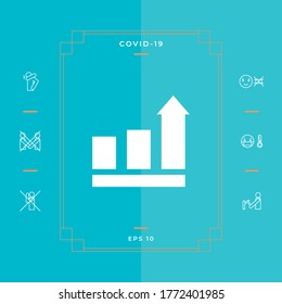 Gráfica de barras de crecimiento con flecha ascendente. Icono. Elementos gráficos para su diseño