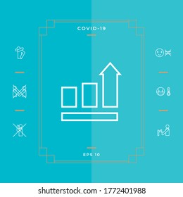 Growing bars graphic with rising arrow. Icon. Graphic elements for your design