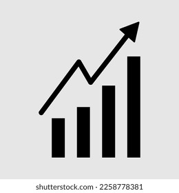 Growing bars graphic with rising arrow. trendy style illustration on white background..eps