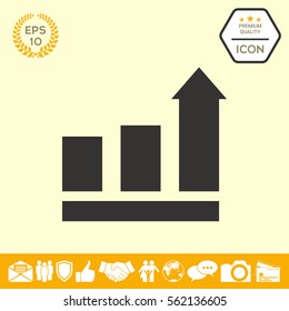 Growing bars graphic with rising arrow. Icon