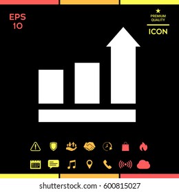 Growing bars graphic with rising arrow. Icon