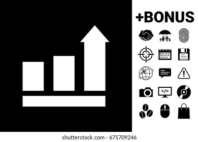 Growing bars graphic with rising arrow. Icon