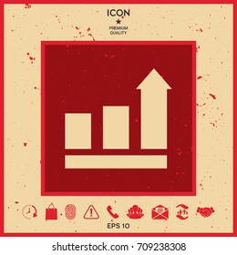 Growing bars graphic with rising arrow. Icon