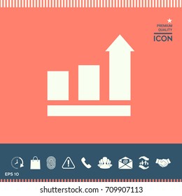 Growing bars graphic with rising arrow. Icon