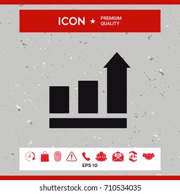 Growing bars graphic with rising arrow. Icon