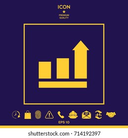Growing bars graphic with rising arrow. Icon