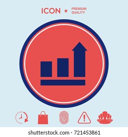 Growing bars graphic with rising arrow. Icon