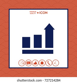 Growing bars graphic with rising arrow. Icon