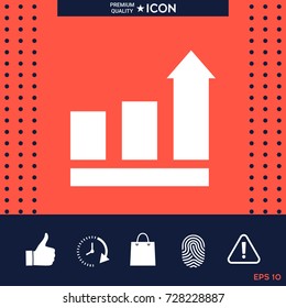 Growing bars graphic with rising arrow. Icon
