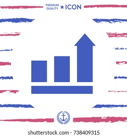 Growing bars graphic with rising arrow. Icon