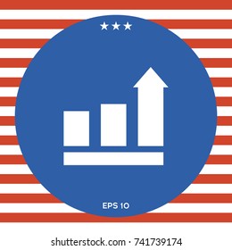 Growing bars graphic with rising arrow. Icon